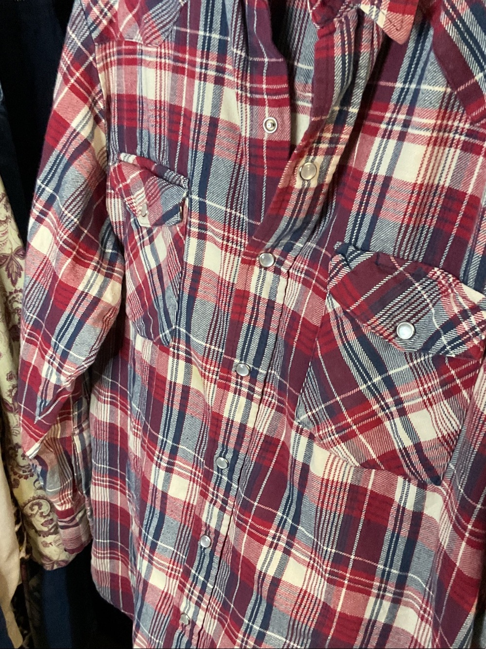 Dickies Red Navy Cream Plaid Button-Down Shirt